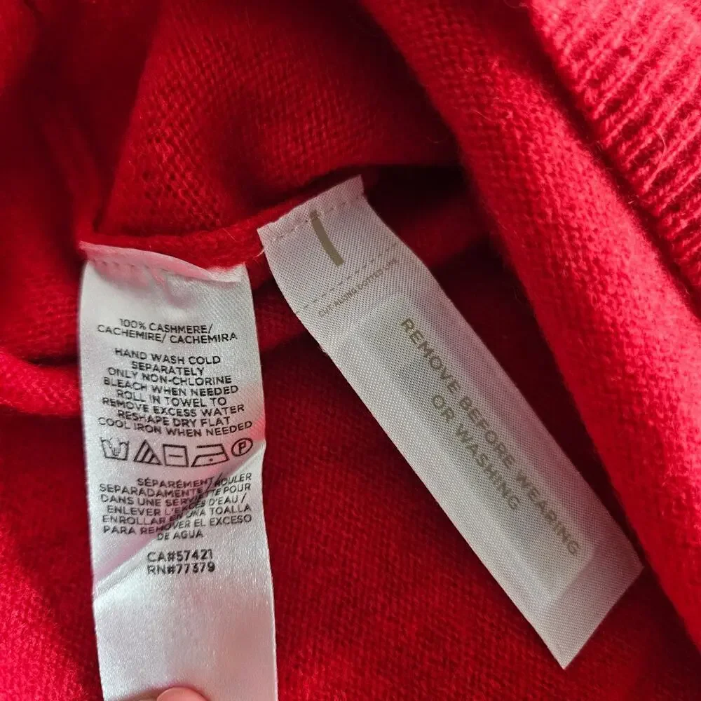 NWT Women's Ann Taylor Red Cashmere Mock Turtleneck Sweater Balloon Sleeves XL